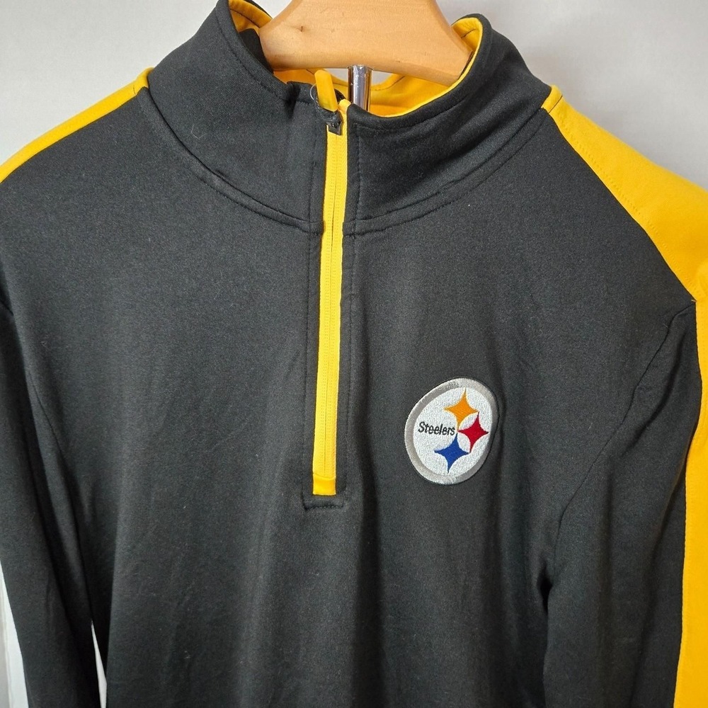 Antigua Men's NFL Pittsburgh Steelers Quarter Zip Pullover Black Size Medium